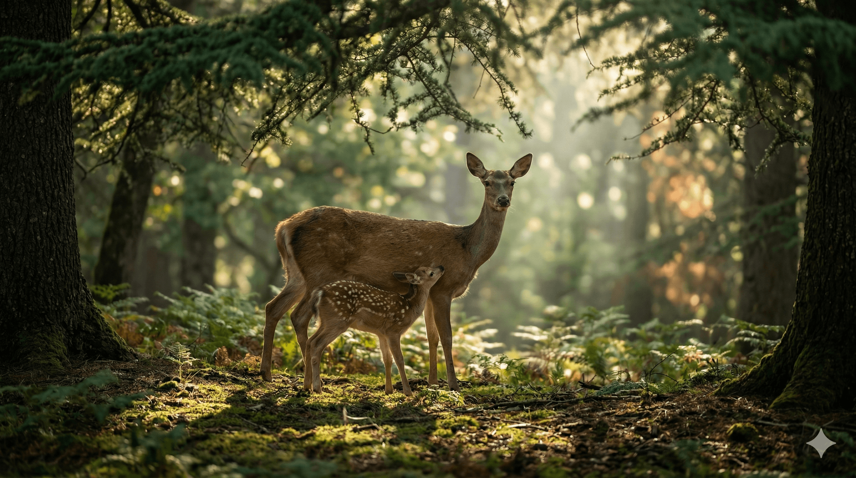 Biches dans la forêt